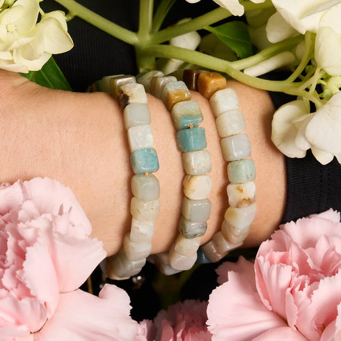 Amazonie | Argent | Bracelet macramé caillou pierre gemme